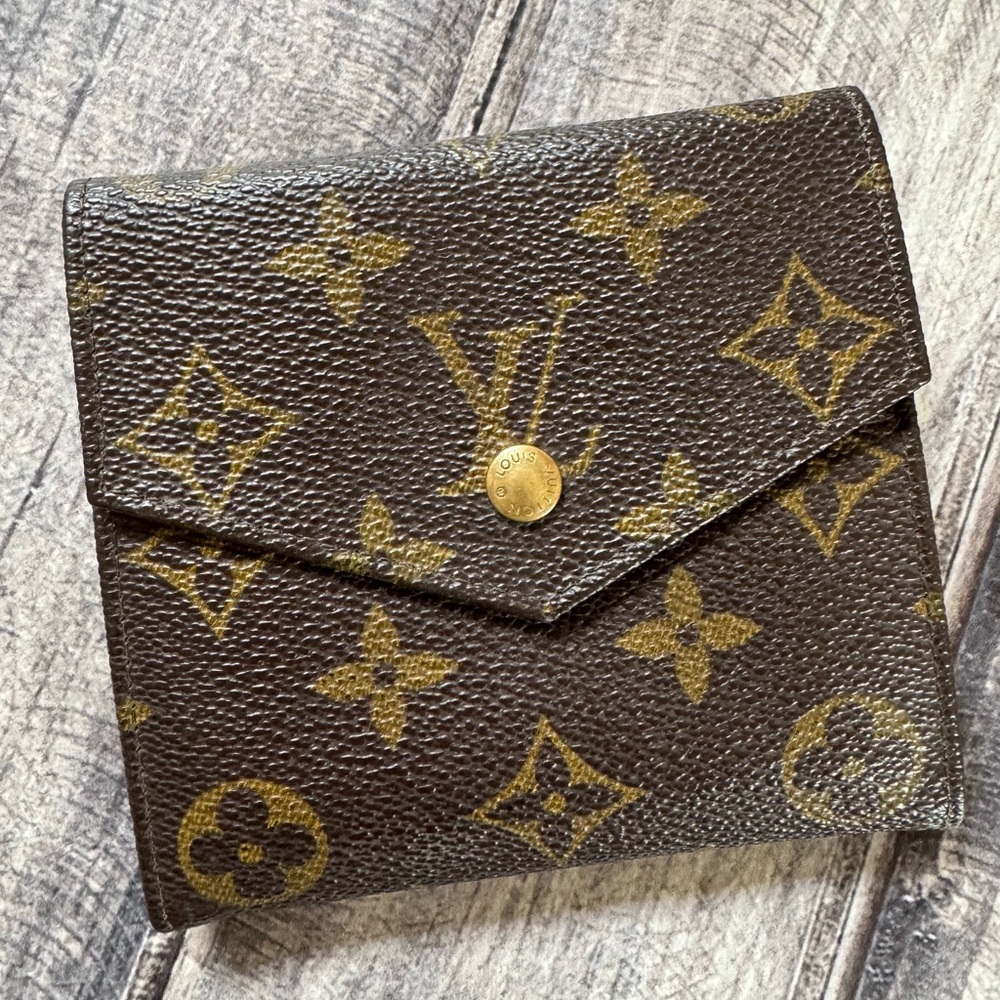 Auth Louis Vuitton Monogram Canvas Portefeiulle Elise Trifold Wallet AN0991